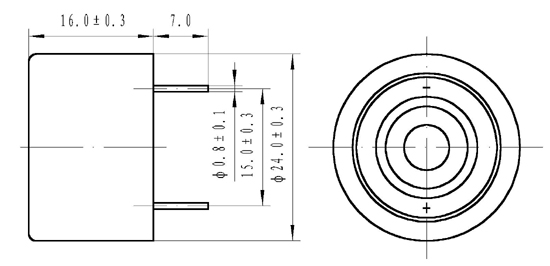 Piezo Buzzer mechanical drawing