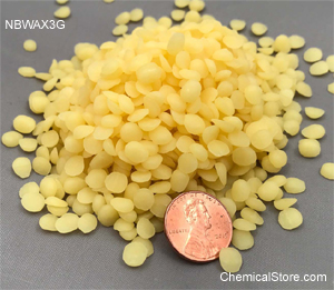 Beeswax granules for size comparison