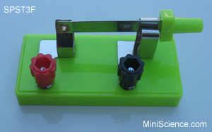 Single Pole Single Throw knife switch in fluorescent green