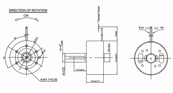 Outline of RF-300CA-11400 micromotor 